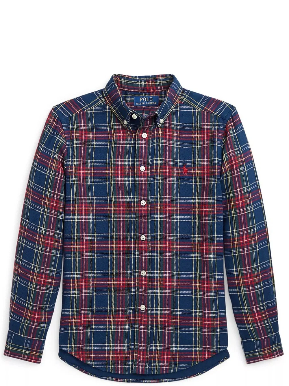 Polo Ralph Lauren Boys M 10-12 Navy Red Plaid Flannel Button Down